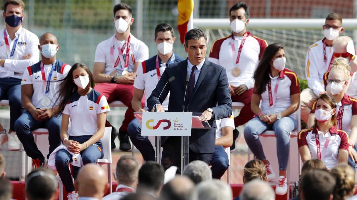 Pedro Sánchez, en un acto de homenaje a los olímpicos y paralímpicos de Tokio 2020.