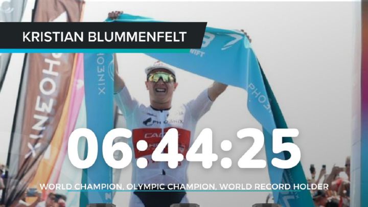 El triatleta noruego Kristina Blummenfelt llega a meta tras bajar de las 7 horas en el desafío de triatlón Sub7Sub8.