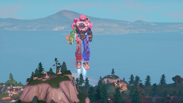 fortnite battle royale evento temporada 9 el enfrentamiento final monstruo gigante cattus robot gigante mecha doggus