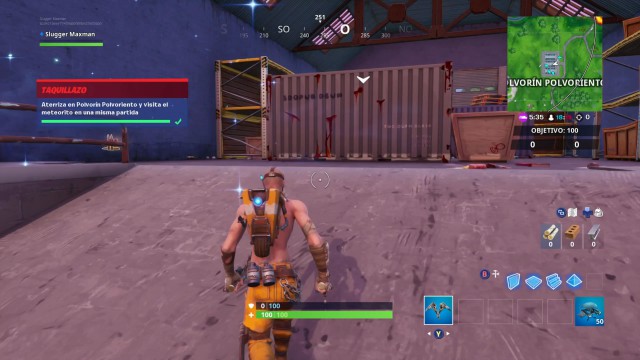 fortnite battle royale temporada 10 temporada x desafios taquillazo desafio aterriza en polvorin polvoriento y visita el meteorito en una misma partida