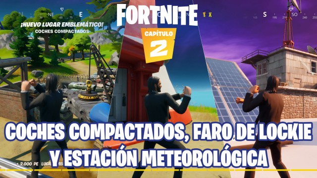 fortnite capitulo 2 temporada 1 desafios forjado en sorbete desafio baila en coches compactados el faro de lockie y en una estacion meteorologica