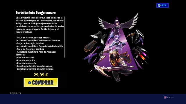 fortnite capitulo 2 pack lote fuego oscuro