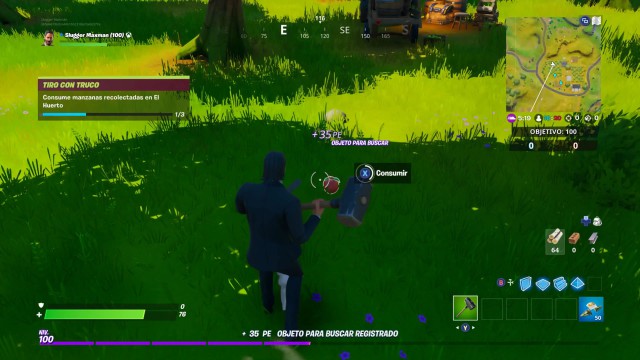 fortnite capitulo 2 temporada 1 desafios tiro con truco desafio consume manzanas recolectadas en el huerto