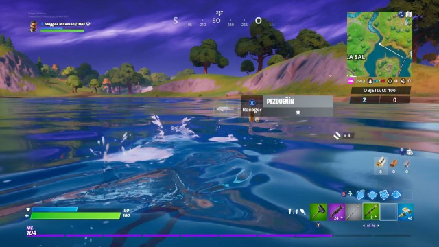 fortnite capitulo 2 temporada 1 desafios tiro con truco desafio recupera salud con un pezqueñin un pescao y un pescado sorbete