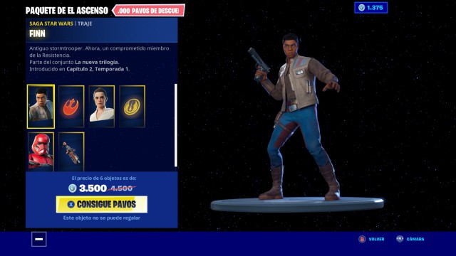 fortnite x star wars episodio ix skins finn rey sith trooper