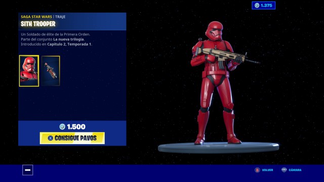 fortnite x star wars episodio ix skins finn rey sith trooper