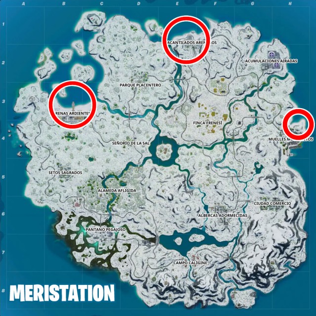 fortnite capitulo 2 temporada 1 desafios festival de invierno 2019 desafio fase 2 de 2 enciende fuegos artificiales congelados en las playas de arenas ardientes acantilados arenosos o muelles mugrientos mapa
