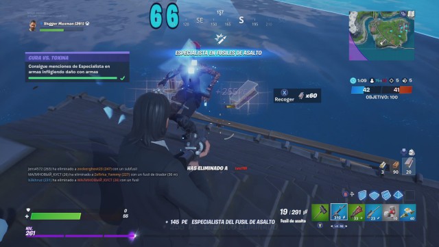 fortnite capitulo 2 temporada 1 desafios cura vs toxina desafio consigue menciones de especialista en armas infligiendo daño con armas