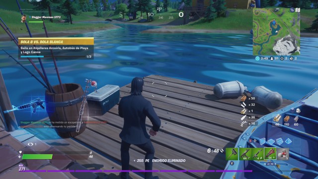 fortnite capitulo 2 temporada 1 desafios bola 8 vs bola blanca desafio baila en alquileres arcoiris autobus de playa y lago canoa