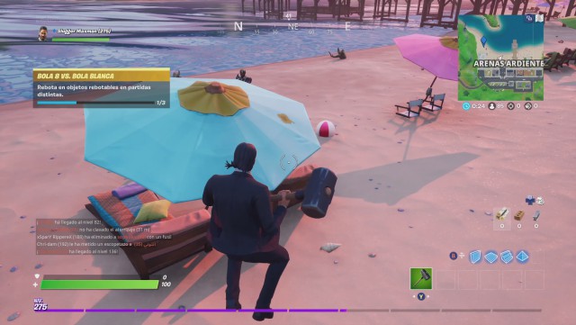 fortnite capitulo 2 temporada 1 desafios bola 8 vs bola blanca desafio rebota en objetos rebotables en partidas distintas