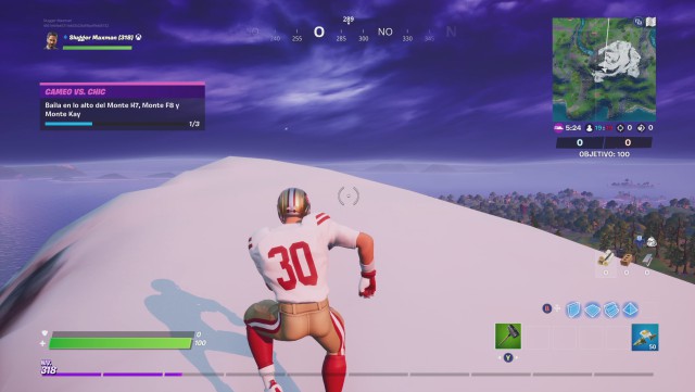 fortnite capitulo 2 temporada 1 desafios cameo vs chic desafio baila en lo alto del monte h7 monte f8 y monte kay
