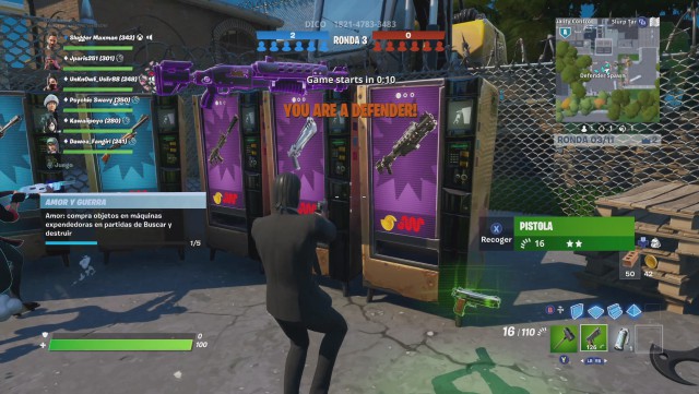fortnite capitulo 2 temporada 1 desafios amor y guerra compra objetos en maquinas expendedoras en partidas de buscar y destruir