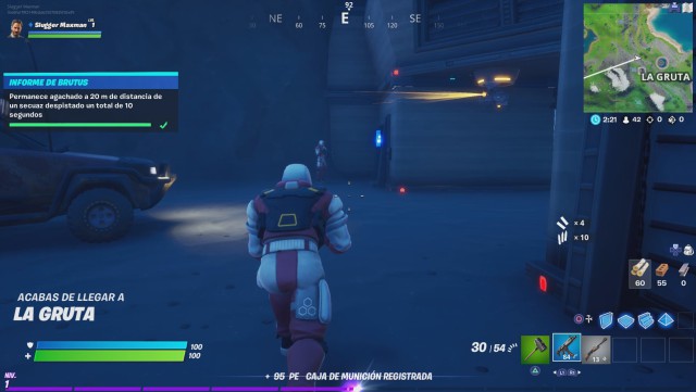 fortnite capitulo 2 temporada 2 desafios informe de brutus desafio permanece agachado a 20 m de distancia de un secuaz despistado un total de 10 segundos