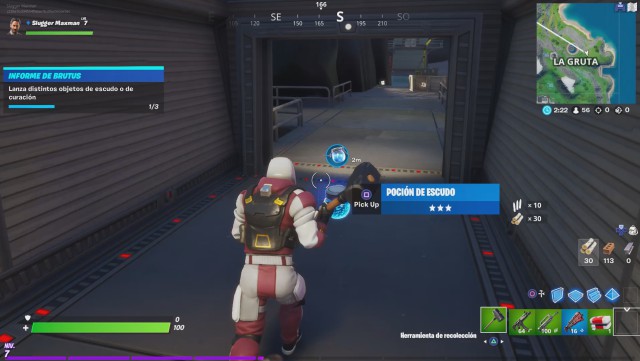 fortnite capitulo 2 temporada 2 desafios informe de brutus desafio lanza distintos objetos de escudo o de curacion