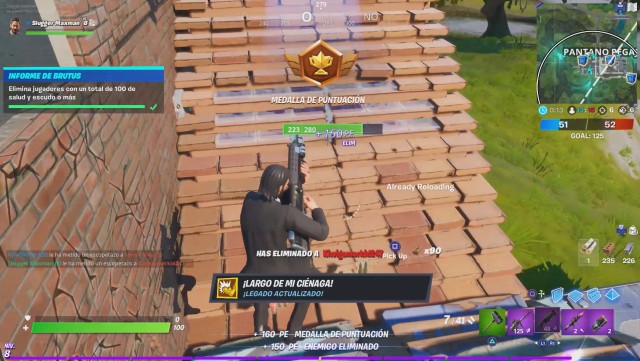 fortnite capitulo 2 temporada 2 desafios informe de brutus desafio elimina jugadores con un total de 100 de salud y escudo o mas