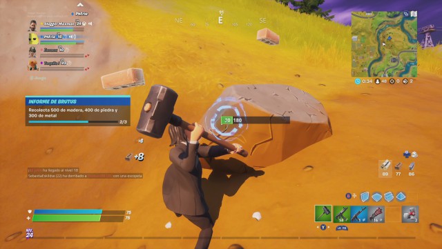 fortnite capitulo 2 temporada 2 desafios informe de brutus desafio recolecta 500 de madera 400 de piedra y 300 de metal