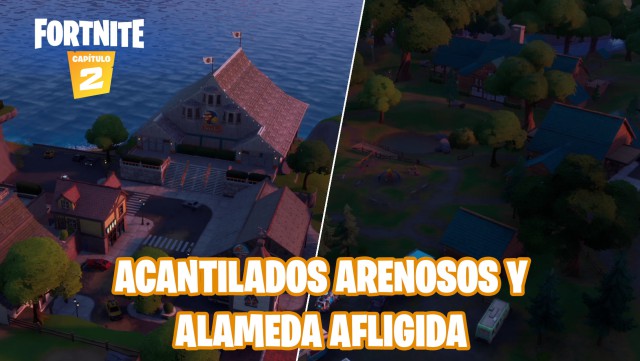 fortnite capitulo 2 temporada 2 desafios informe de brutus desafio elimina jugadores en acantilados arenosos o alameda afligida