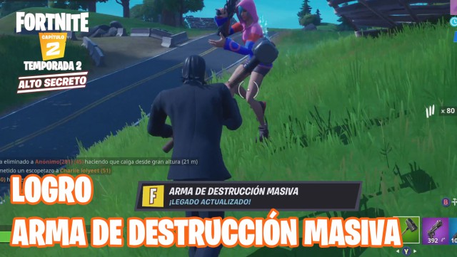 fortnite capitulo 2 temporada 2 logro arma de destruccion masiva daño armas misma partida