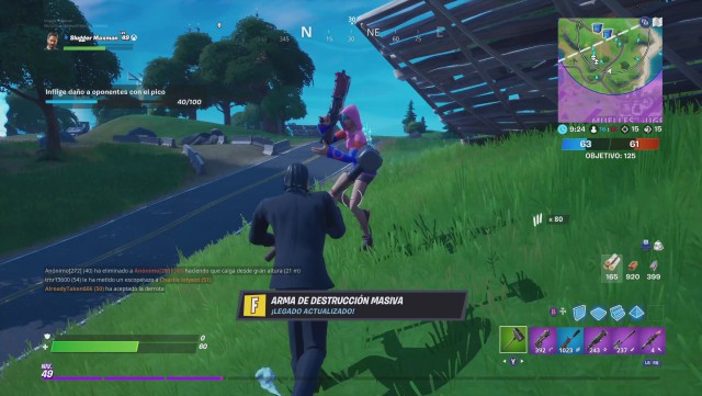 fortnite capitulo 2 temporada 2 logro arma de destruccion masiva daño armas misma partida