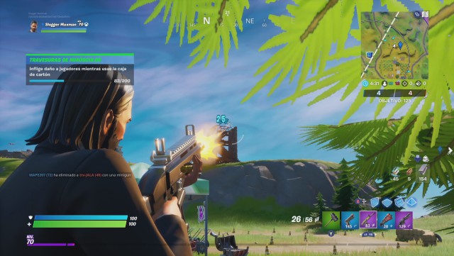 fortnite capitulo 2 temporada 2 desafios travesuras de miausculos desafio inflige daño a jugadores mientras usas la caja de carton