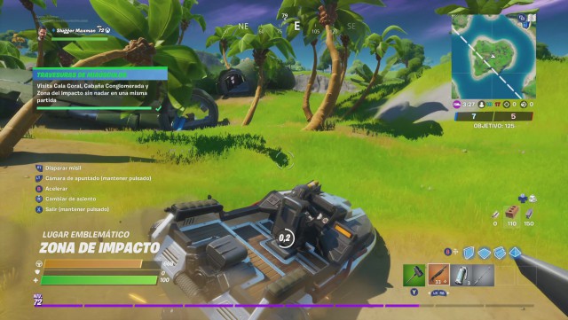 fortnite capitulo 2 temporada 2 desafios travesuras de miausculos desafio visita cala coral cabaña conglomerada y zona del impacto sin nadar en una misma partida