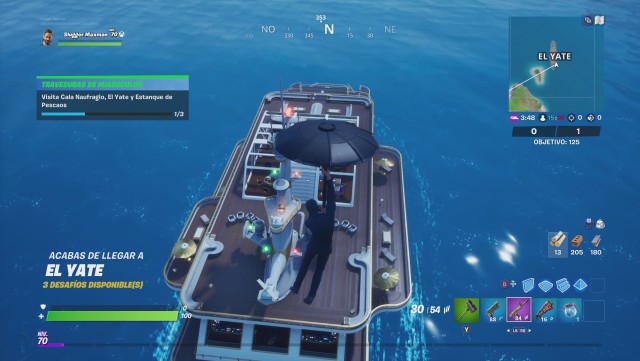 fortnite capitulo 2 temporada 2 desafios travesuras de miausculos desafio visita cala naufragio el yate y estanque de pescaos