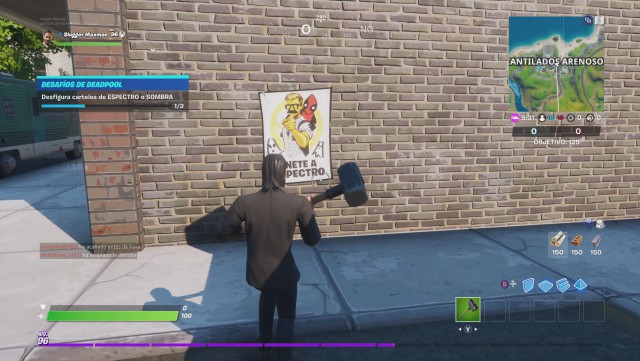 fortnite capitulo 2 temporada 2 desafios de deadpool semana 6 desafio desfigura carteles de espectro o sombra