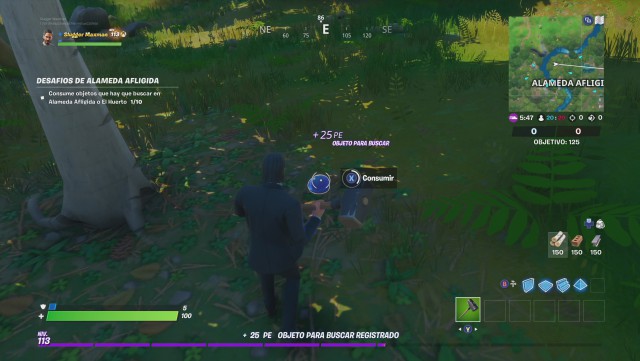 fortnite capitulo 2 temporada 2 desafios aventura de skye desafio consume objetos que hay que buscar en alameda afligida o el huerto