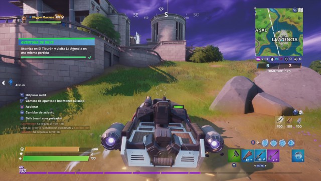 fortnite capitulo 2 temporada 2 desafios aventura de skye desafio aterriza en el tiburon y visita la agencia en una misma partida