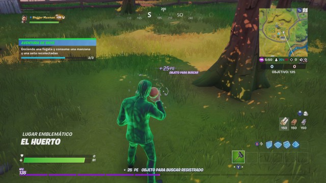 fortnite capitulo 2 temporada 2 desafios aventura de skye desafio enciende una fogata y consume una manzana y una seta recolectadas