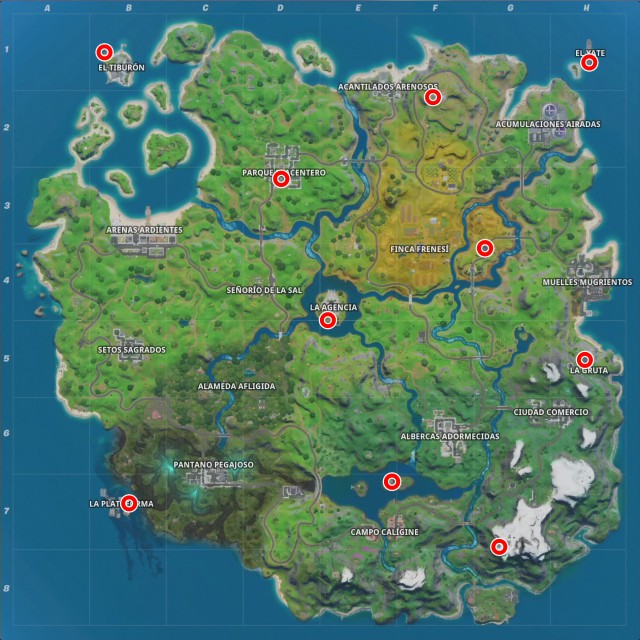 fortnite capitulo 2 temporada 2 desafios aventura de skye desafio vuela con un choppa bajo el puente de acero purpura rojo y azul mapa