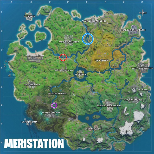 fortnite capitulo 2 temporada 2 desafios aventura de skye desafio vuela con un choppa bajo el puente de acero purpura rojo y azul mapa