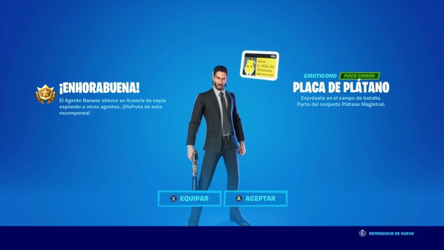 fortnite capitulo 2 temporada 2 desafio secreto placa de platano licencia agente banano