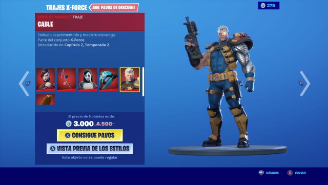 fortnite capitulo 2 temporada 2 skins xforce x force marvel cable