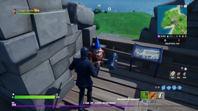 fortnite capitulo 2 temporada 2 desafios dominacion de la ubicacion desafio destruye gnomos en acampamiento abadejo o fortin ruinoso