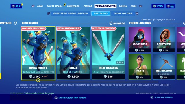 How Many Hours Does Ninja Have On Fortnite Fortnite El Skin De Ninja Regresa A La Tienda Ultima Oportunidad Para Conseguirlo Meristation