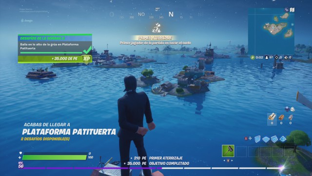fortnite capitulo 2 temporada 3 desafios semana 3 desafio baila en lo alto de la grua en plataforma patituerta