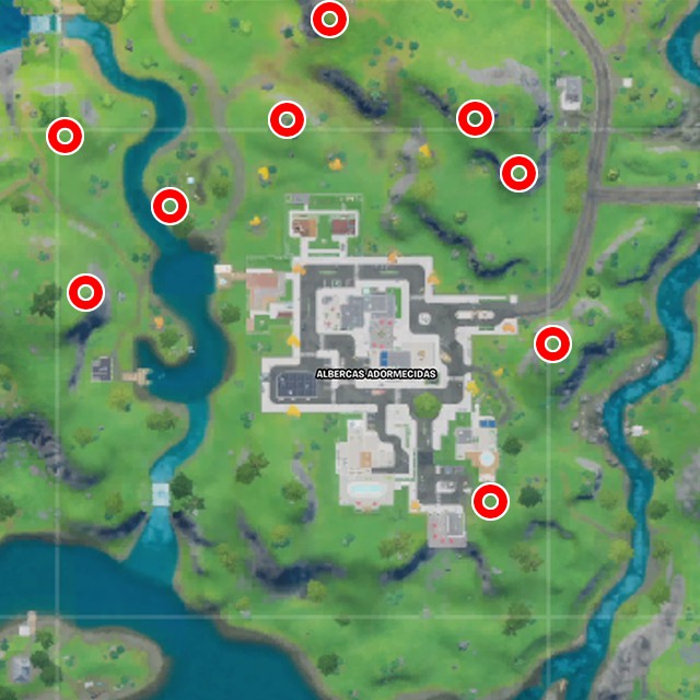 fortnite capitulo 2 temporada 3 desafios rapidos desafio rapido enciende fuegos artificiales alrededor de albercas adormecidas