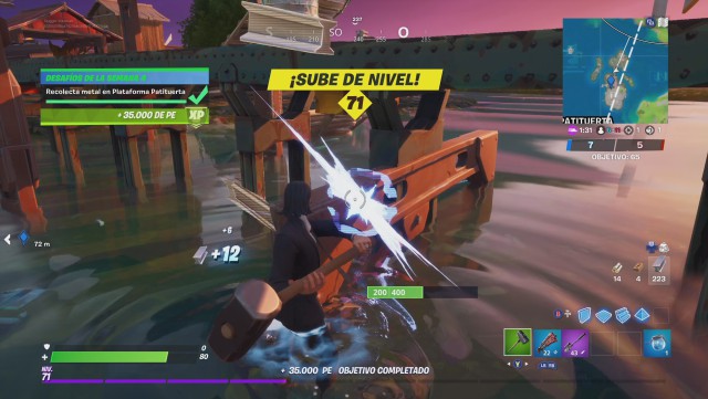 fortnite capitulo 2 temporada 3 desafios semana 4 desafio recolecta metal en plataforma patituerta