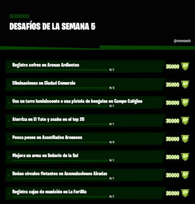 fortnite capitulo 2 temporada 3 desafios semana 5
