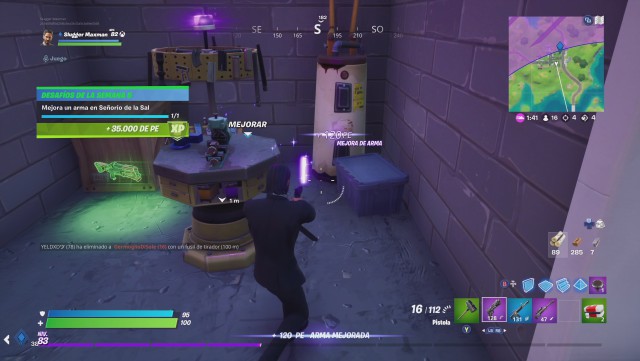 fortnite capitulo 2 temporada 3 desafios semana 5 desafio mejora un arma en señorio de la sal