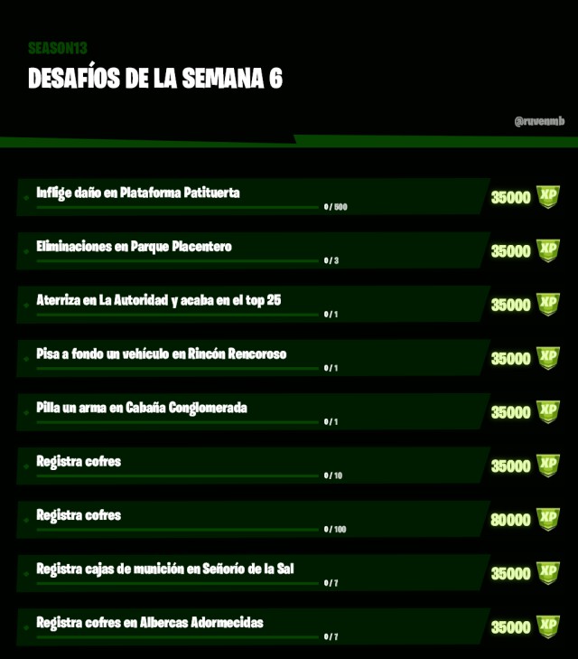 fortnite capitulo 2 temporada 3 desafios filtrados semana 6