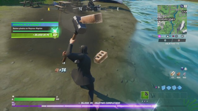 fortnite capitulo 2 temporada 3 desafios semana 7 desafio reune piedra en reposo rapido