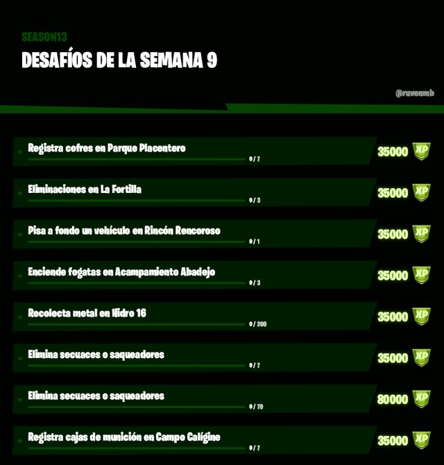 fortnite capitulo 2 temporada 3 desafios filtrados semana 9