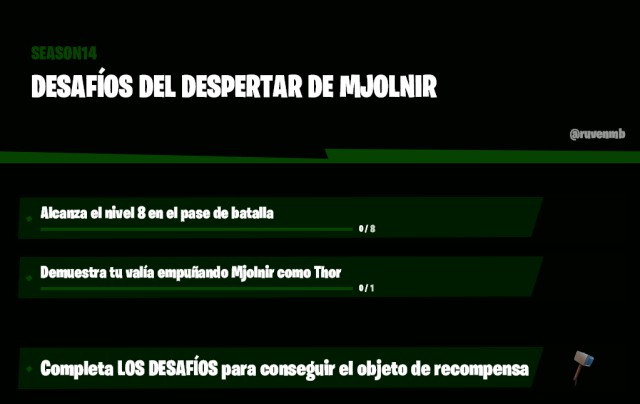 fortnite capitulo 2 temporada 4 desafios del despertar mjolnir