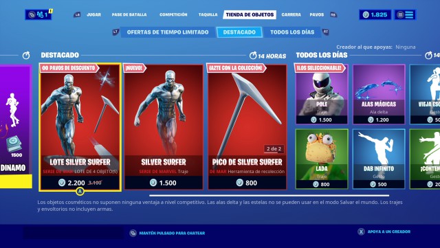 fortnite capitulo 2 temporada 2 skin silver surfer