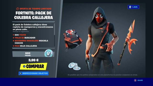 fortnite capitulo 2 temporada 4 pack inicio culebra callejera precio contenidos