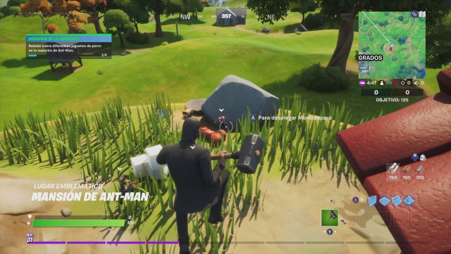 fortnite capitulo 2 temporada 4 desafios semana 2 desafio rebota sobre diferentes juguetes de perro en la mansion de antman