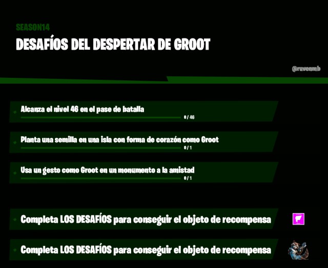 fortnite capitulo 2 temporada 4 desafios del despertar groot