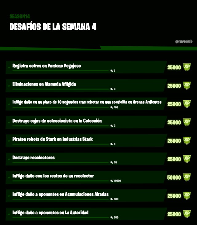 fortnite capitulo 2 temporada 4 desafios filtrados semana 4
